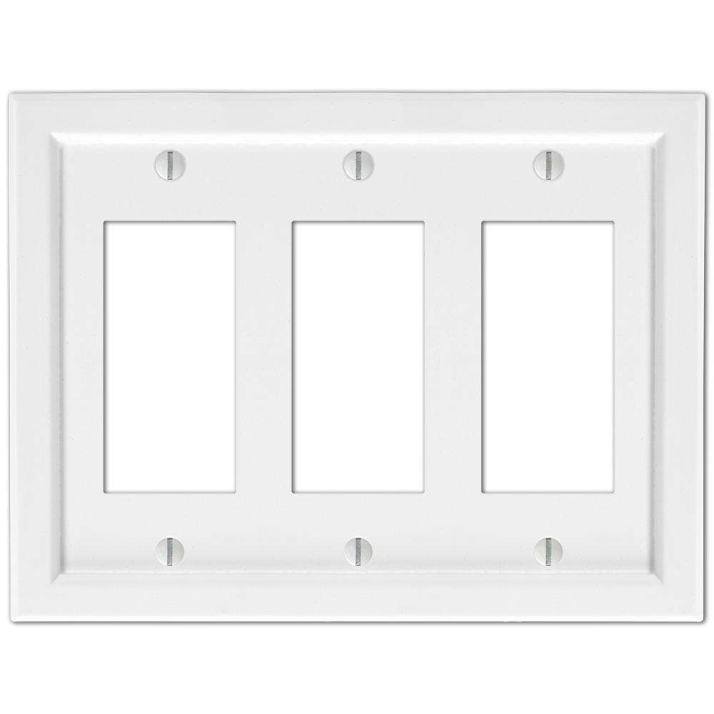 Shaker White Wood 3 Rocker (GFI) Wallplate:Wallplatesonline.com
