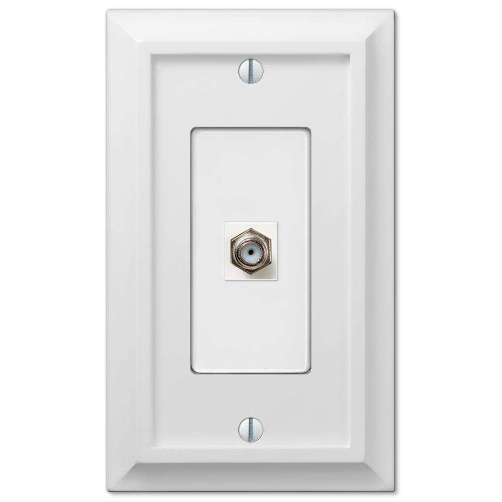 Deerfield White Wood Cable Wallplate