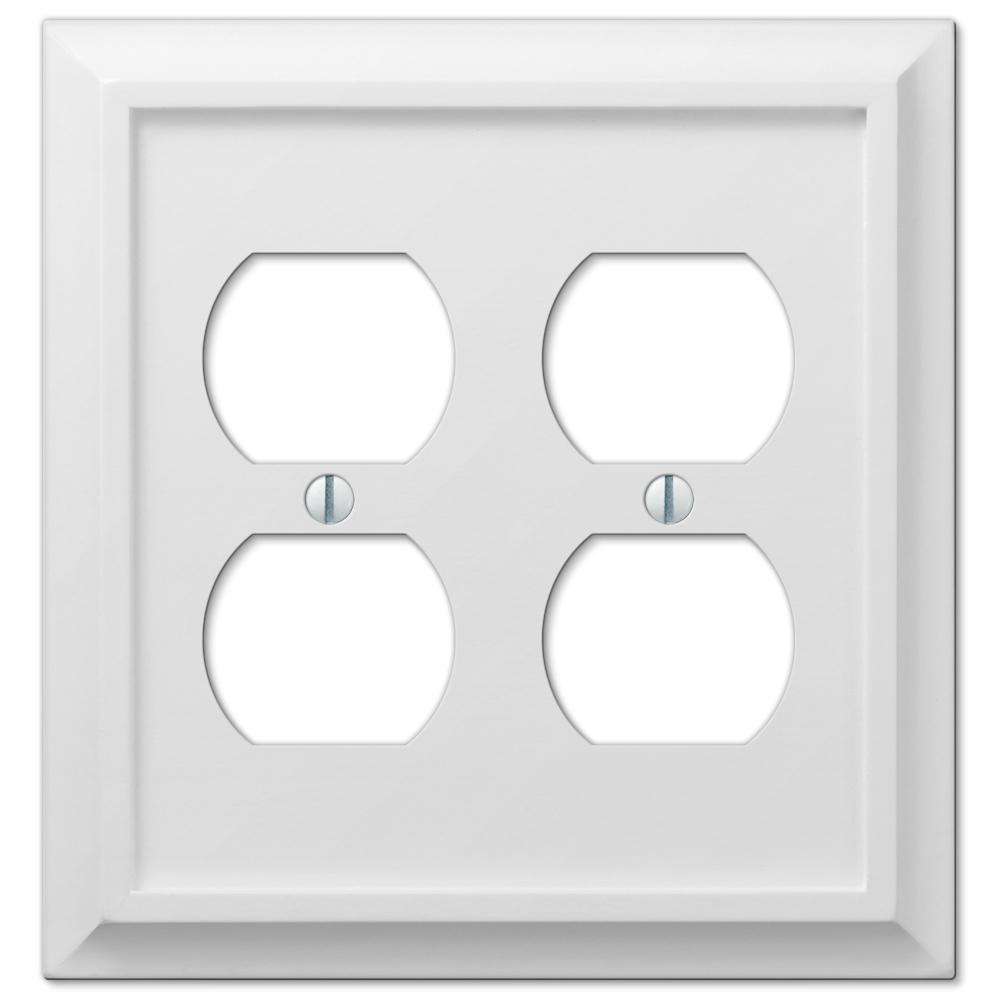 Deerfield White Wood 2 Duplex Outlet Wallplate