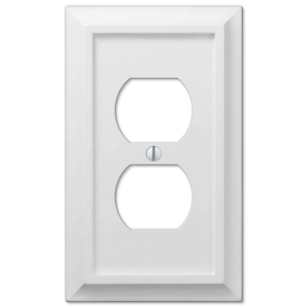 Deerfield White Wood 1 Duplex Outlet Wallplate