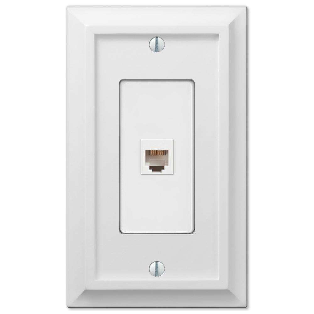Deerfield White Wood Phone Wallplate