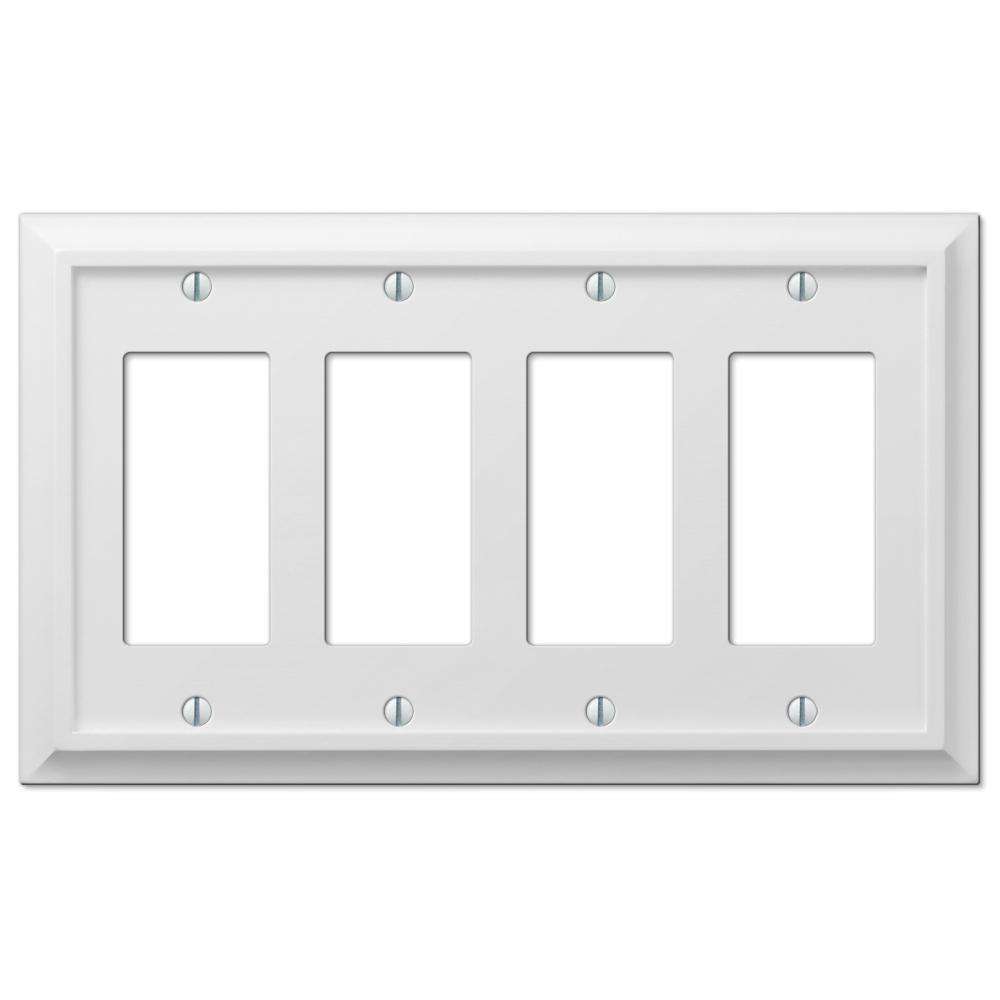 Deerfield White Wood 4 Rocker (GFI) Wallplate:Wallplatesonline.com