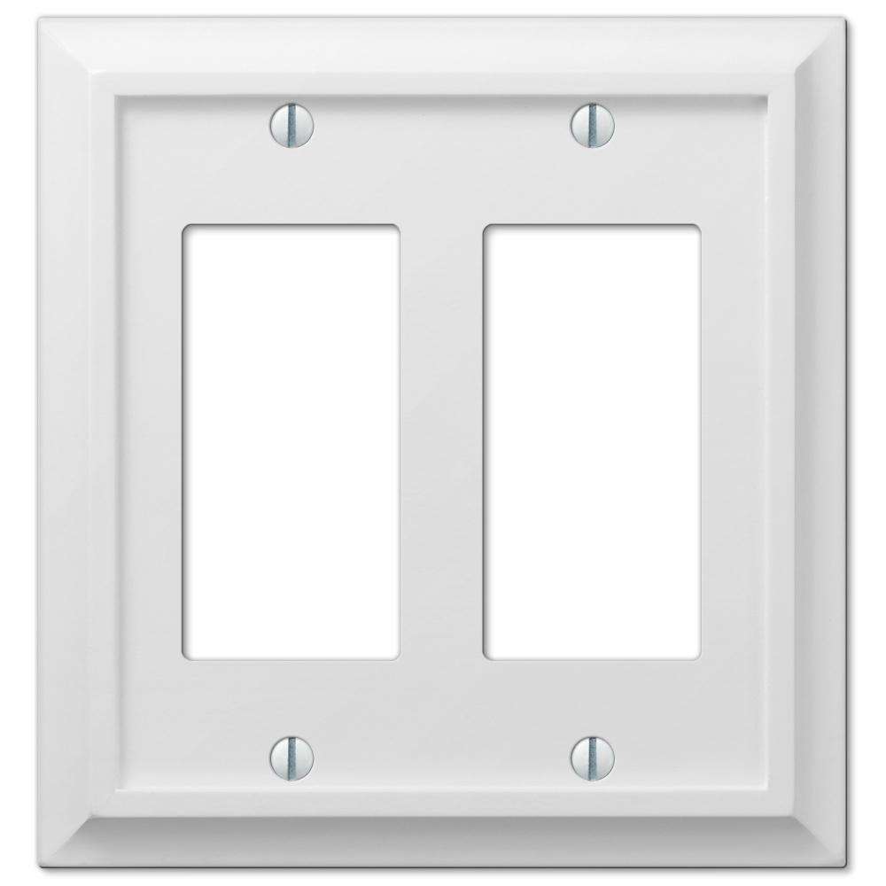 Deerfield White Wood 2 Rocker (GFI) Wallplate:Wallplatesonline.com