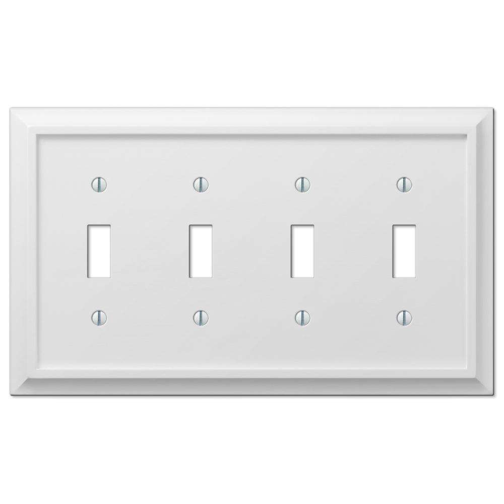 Deerfield White Wood 4 Toggle Wallplate