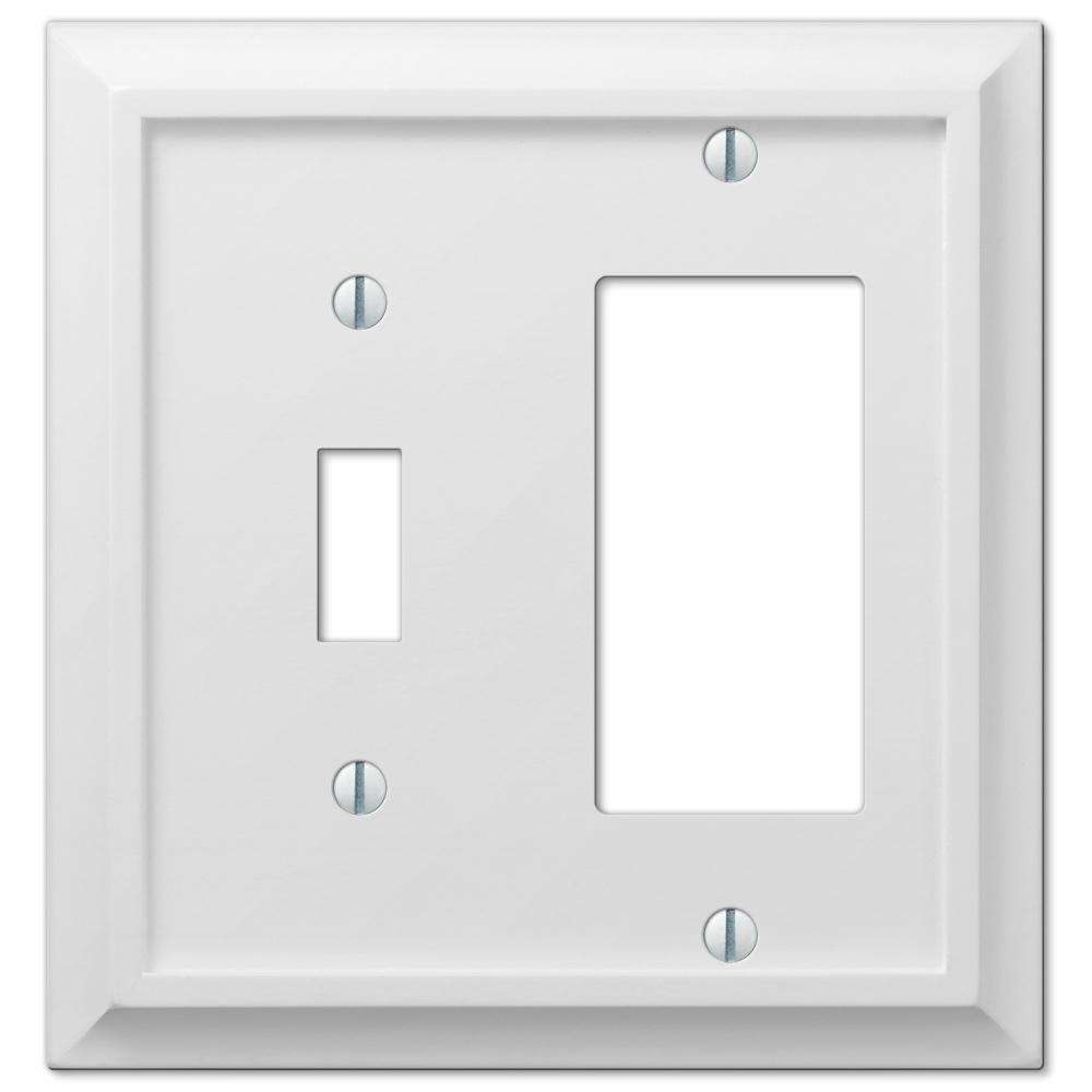 Deerfield White Wood Toggle /  Rocker (GFI) Wallplate:Wallplatesonline.com