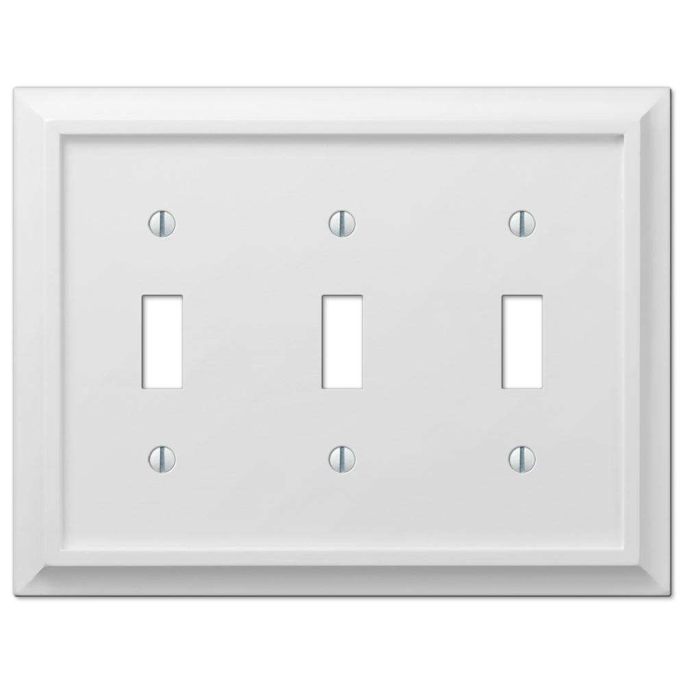 Deerfield White Wood Triple Toggle:Wallplatesonline.com