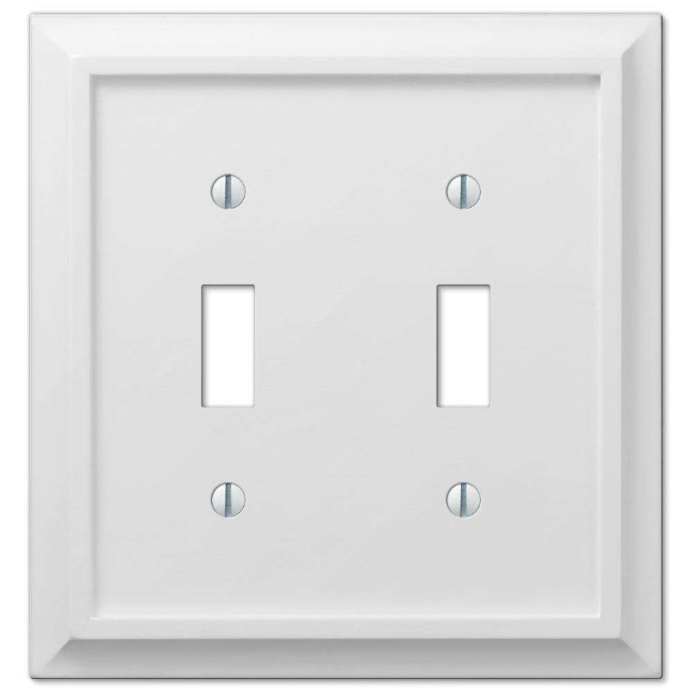 Deerfield White Wood Double Toggle:Wallplatesonline.com
