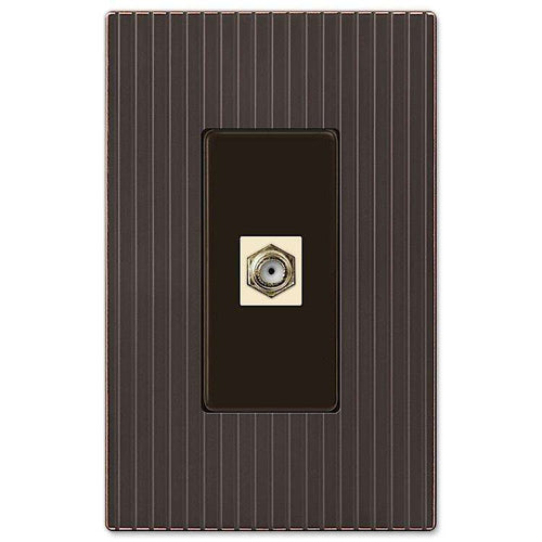 Mies Aged Bronze 1 Cable TV with Hardware - Wallplatesonline.com