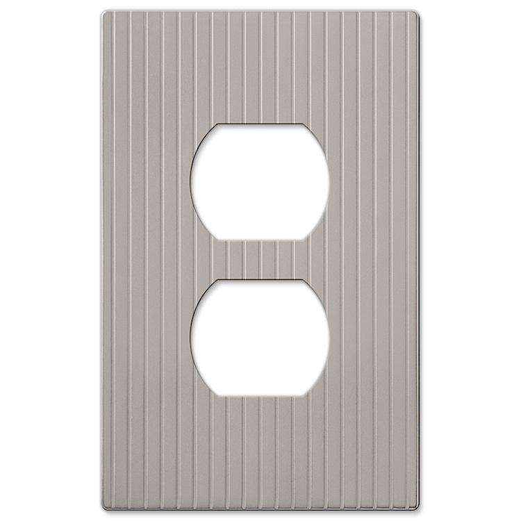 Mies Satin Nickel 1 Duplex Outlet - Wallplatesonline.com