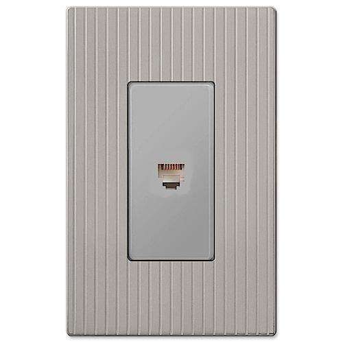 Mies Satin Nickel 1 Phone Jack with Hardware - Wallplatesonline.com
