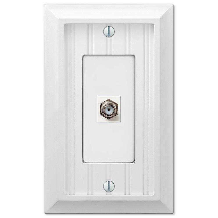 Discontinued Cottage White Wood 1 Cable TV with Hardware - Wallplatesonline.com