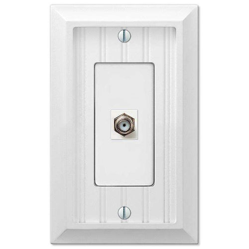 Discontinued Cottage White Wood 1 Cable TV with Hardware - Wallplatesonline.com