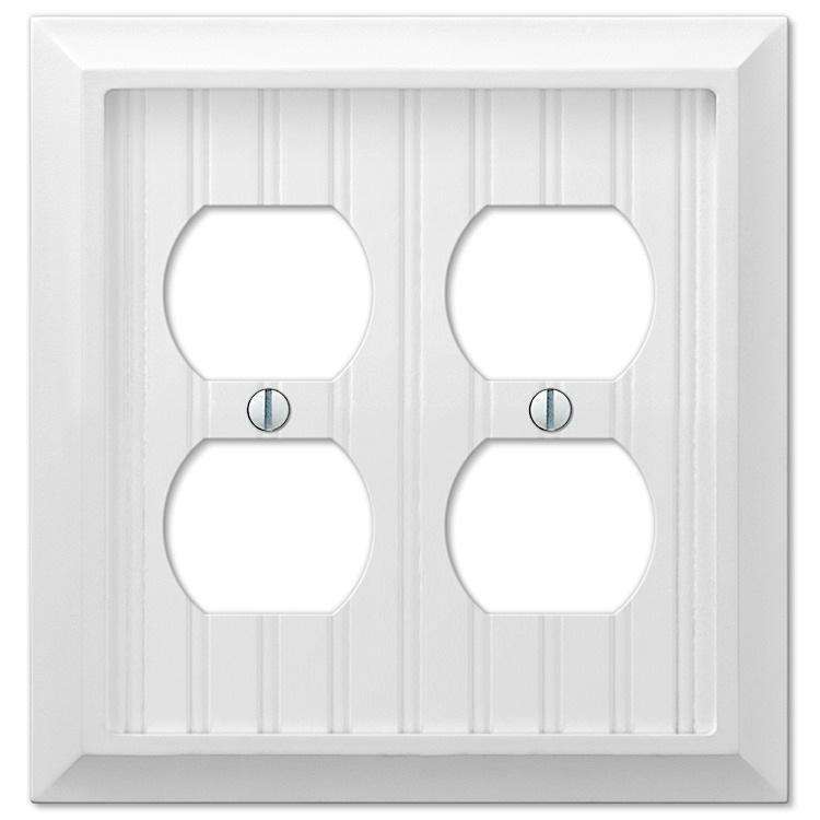 Discontinued Cottage White Wood 2 Duplex Outlet - Wallplatesonline.com