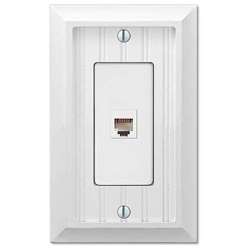 Discontinued Cottage White Wood 1 Phone Jack with Hardware - Wallplatesonline.com