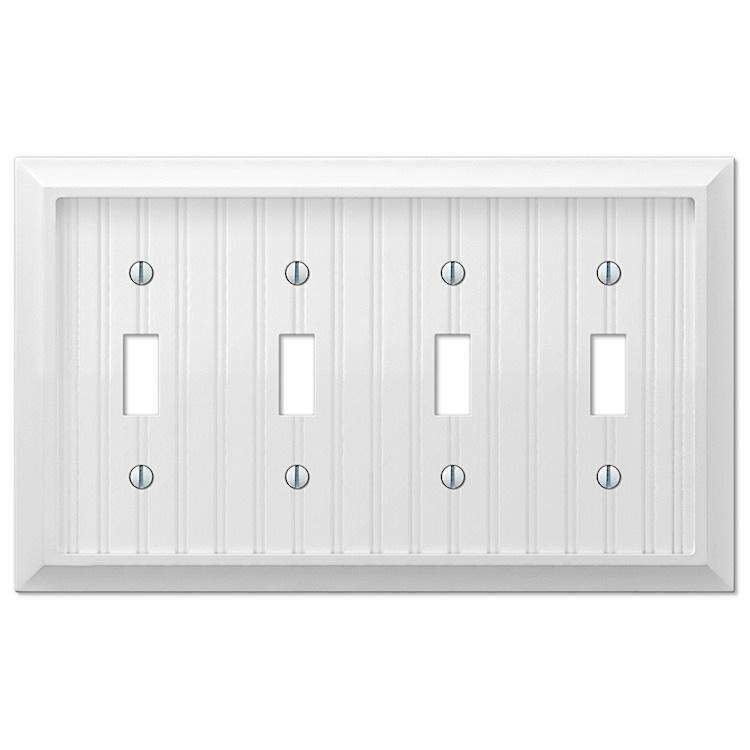 Discontinued Cottage White Wood 4 Toggle - Wallplatesonline.com