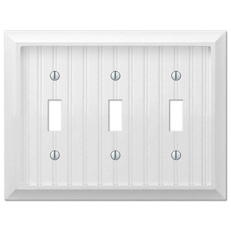 Discontinued Cottage White Wood Triple Toggle - Wallplatesonline.com