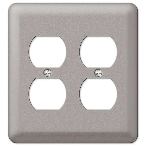 Devon Brushed Nickel 2 Duplex Outlet - Wallplatesonline.com