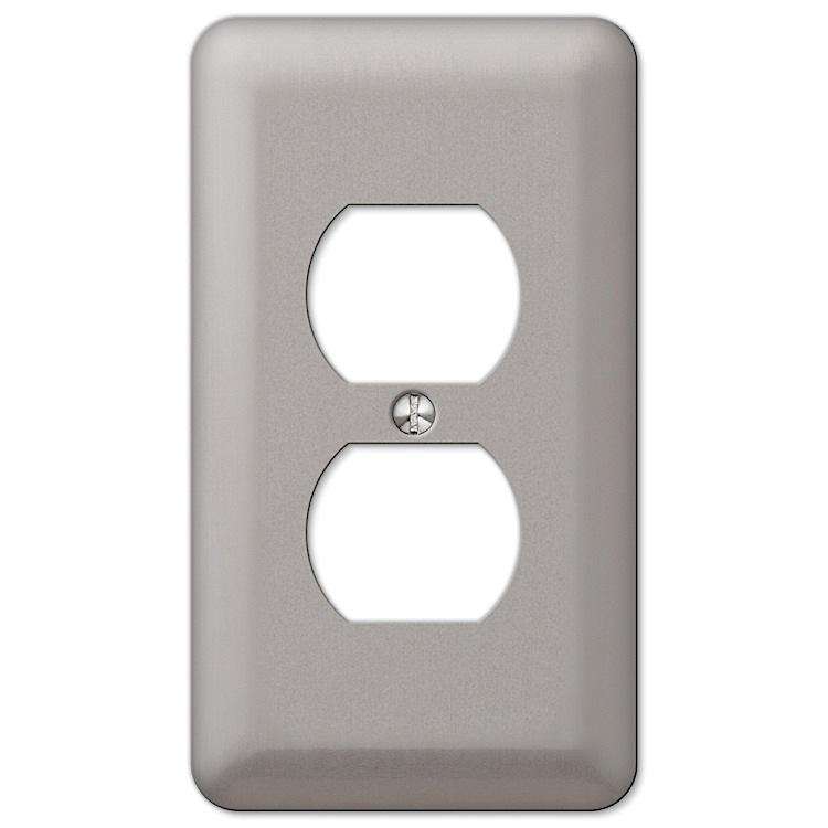 Devon Brushed Nickel 1 Duplex Outlet - Wallplatesonline.com
