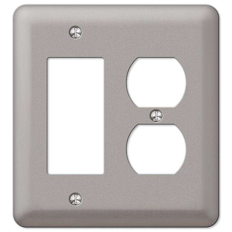 Devon Brushed Nickel Rocker (GFI) / Duplex Outlet - Wallplatesonline.com