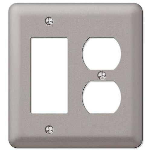 Devon Brushed Nickel Rocker (GFI) / Duplex Outlet - Wallplatesonline.com
