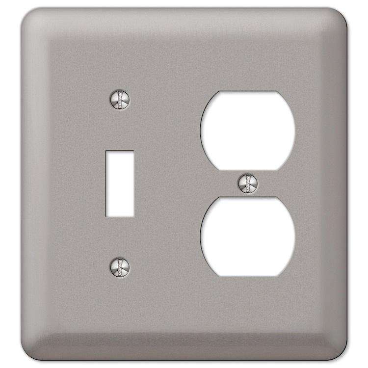 Devon Brushed Nickel Toggle / Duplex Outlet - Wallplatesonline.com