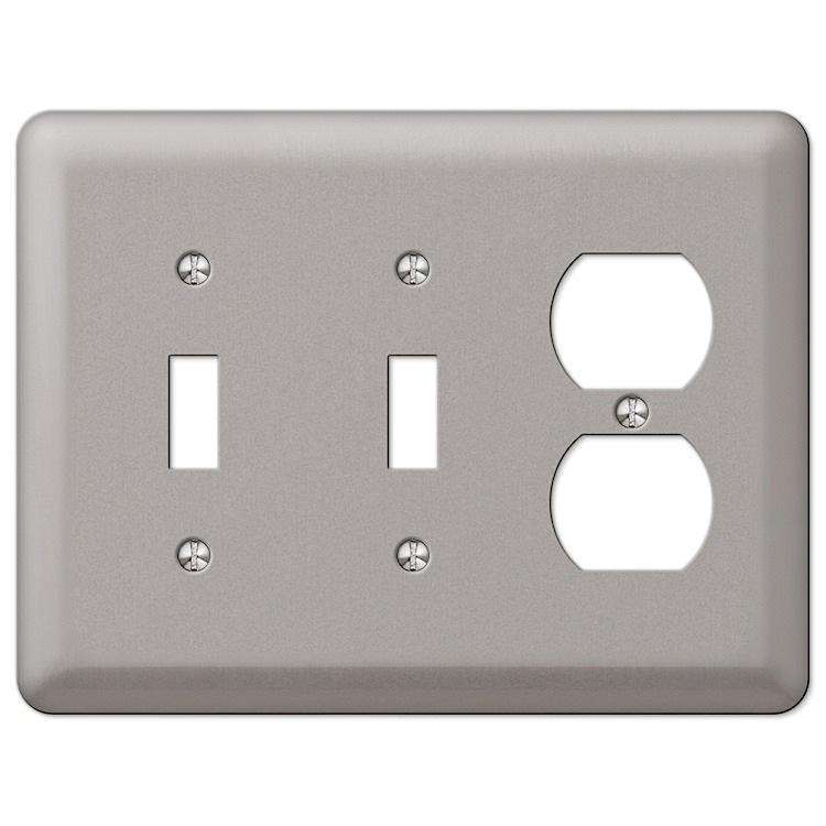 Devon Brushed Nickel 2 Toggle / Duplex Outlet - Wallplatesonline.com