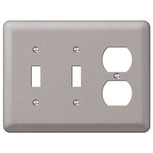 Devon Brushed Nickel 2 Toggle / Duplex Outlet - Wallplatesonline.com