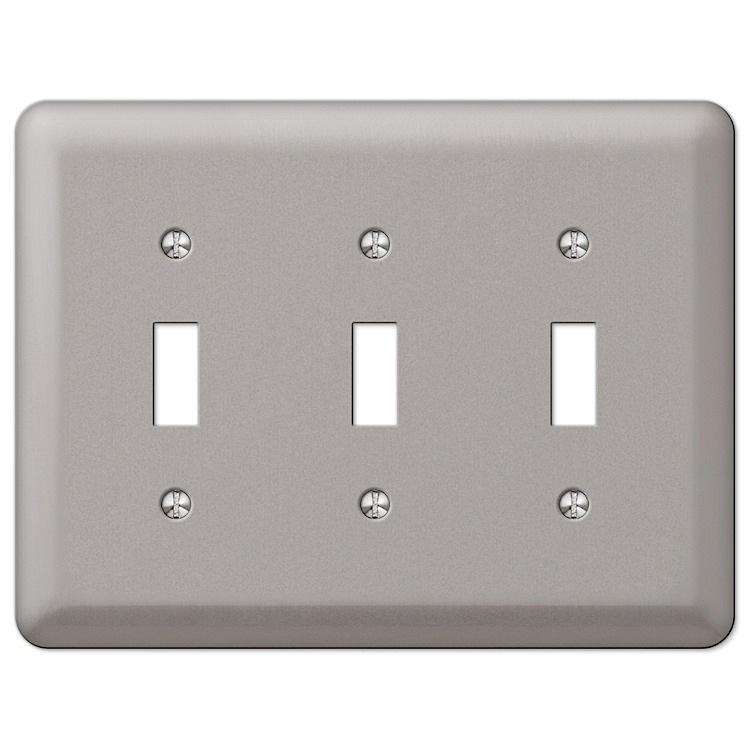 Devon Brushed Nickel Triple Toggle - Wallplatesonline.com