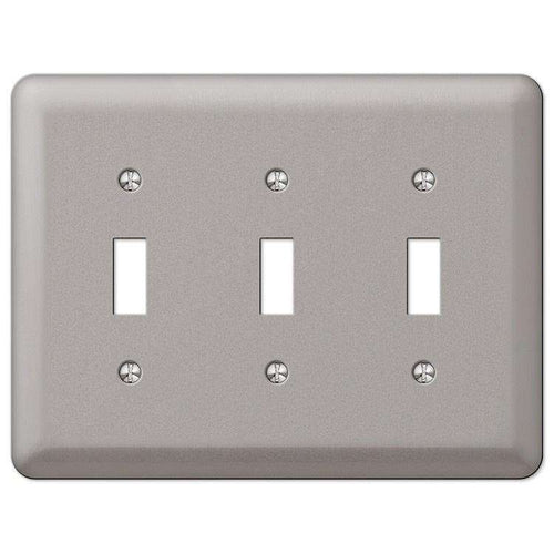 Devon Brushed Nickel Triple Toggle - Wallplatesonline.com