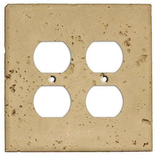 Khaki Stone 2 Duplex Outlet Cover Plate