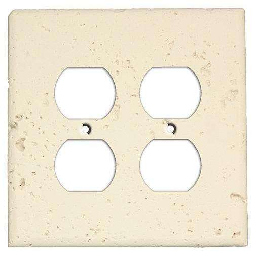 Bone Stone 2 Duplex Outlet Cover Plate