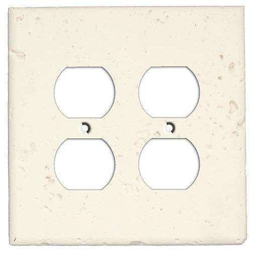White Stone 2 Duplex Outlet Cover Plate