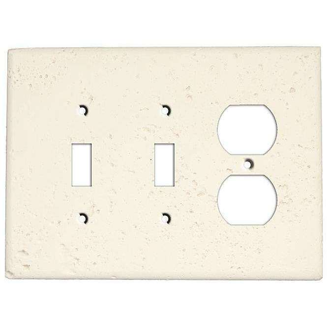 White Stone 2 Toggle / Duplex Outlet Cover Plate