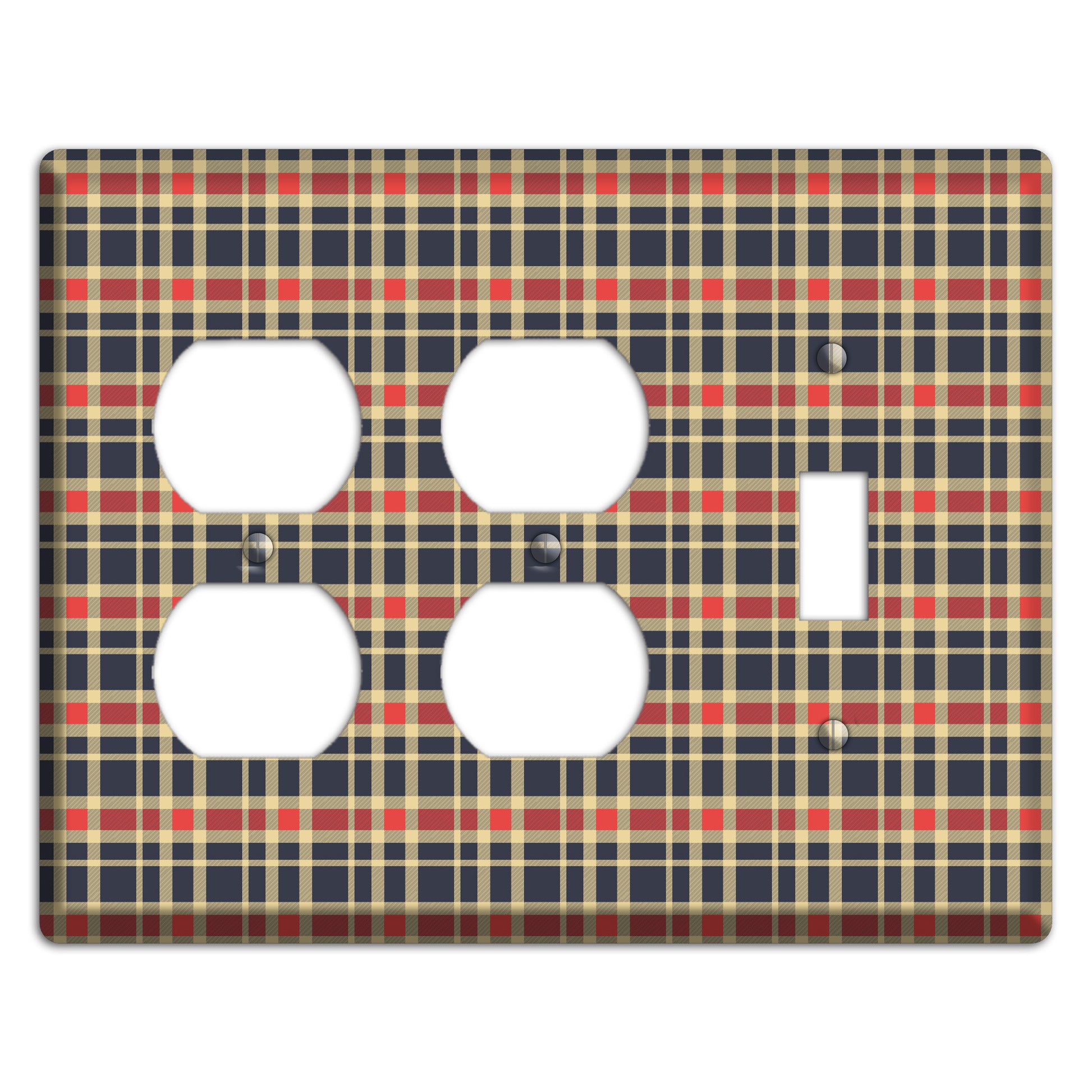 Maroon and Black Plaid 2 2 Duplex / Toggle Wallplate
