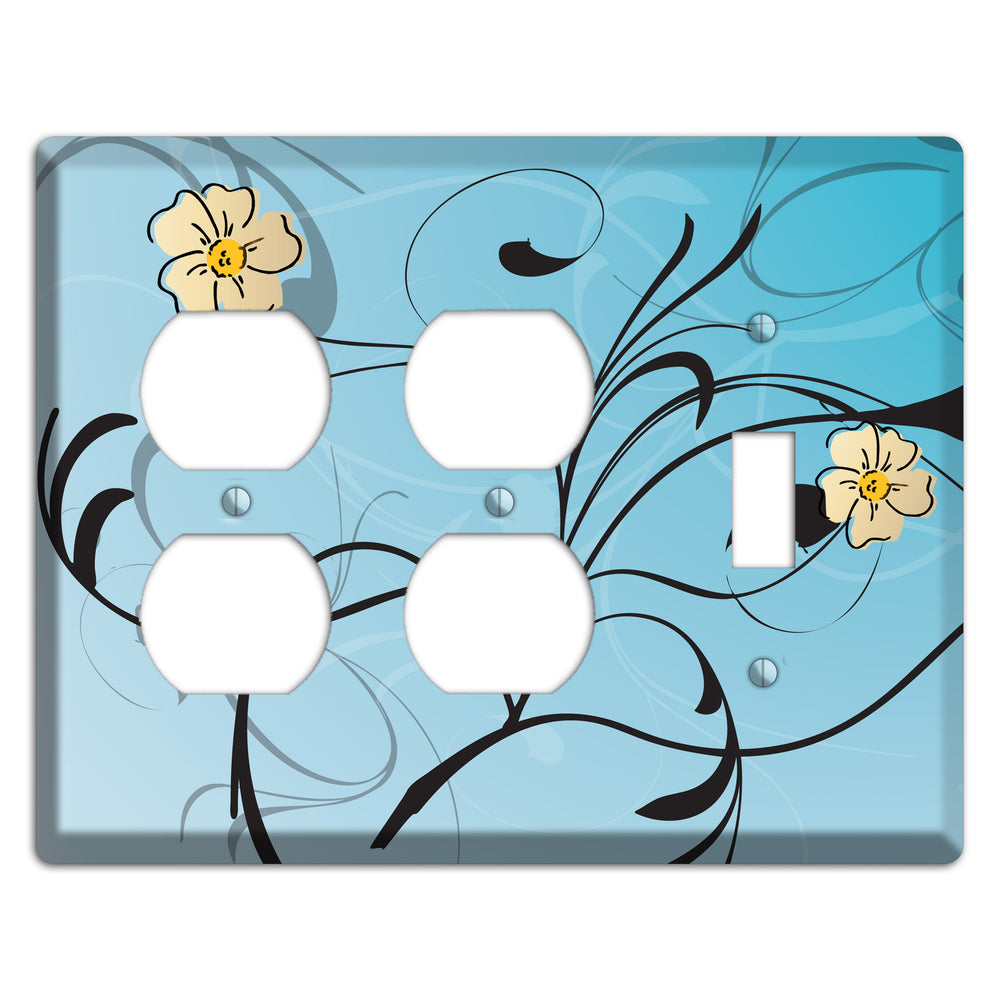 Blue Flower with Swirl 2 Duplex / Toggle Wallplate