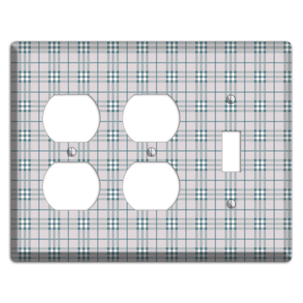 Multi Grey Plaid 2 Duplex / Toggle Wallplate