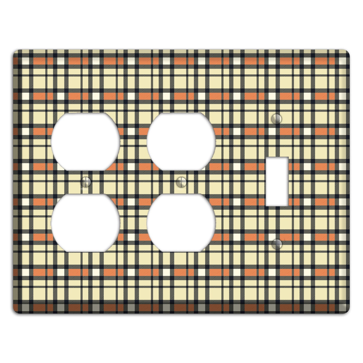 Beige and Brown Plaid 2 Duplex / Toggle Wallplate