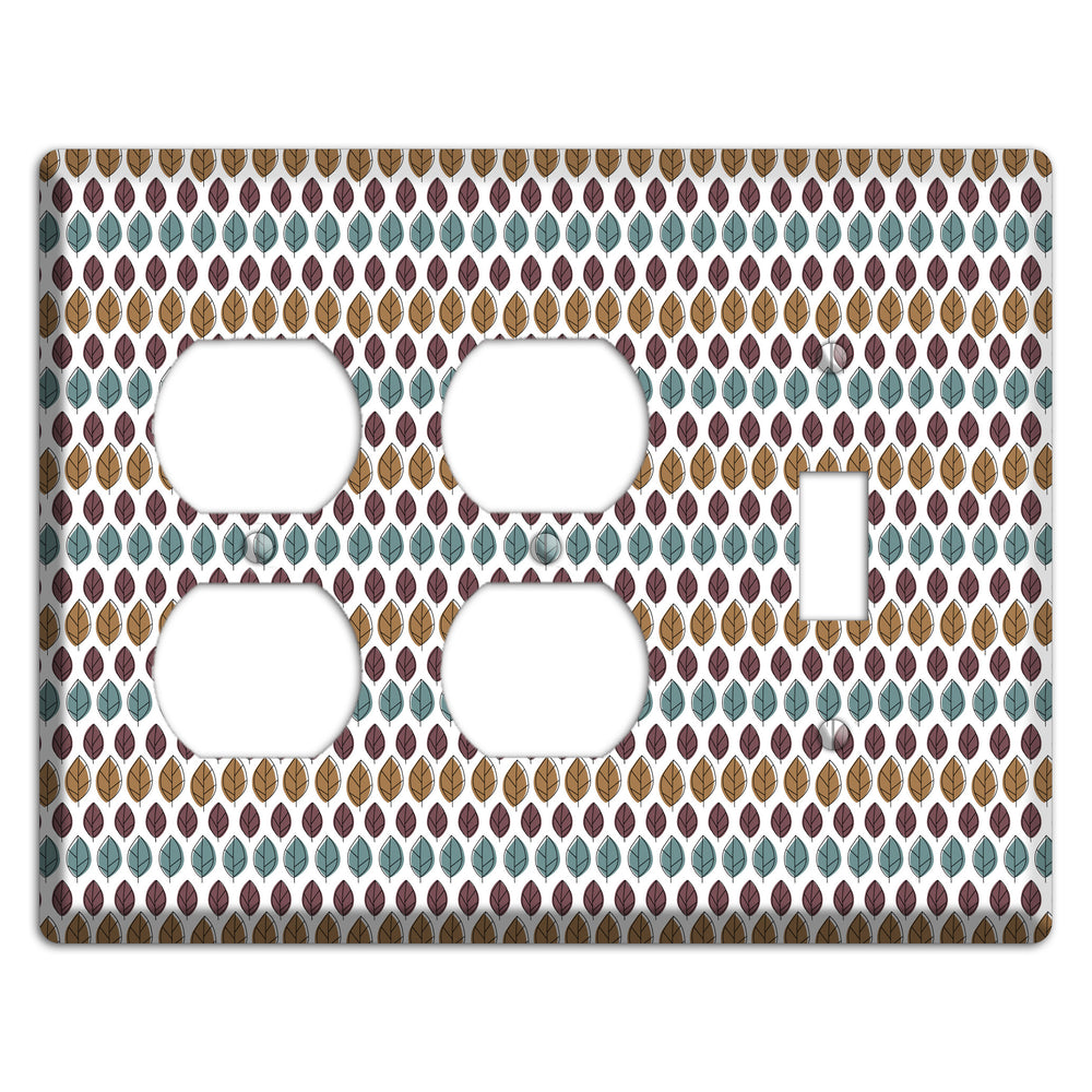 Multi Brown Dusty Blue Leaf Contour 2 Duplex / Toggle Wallplate