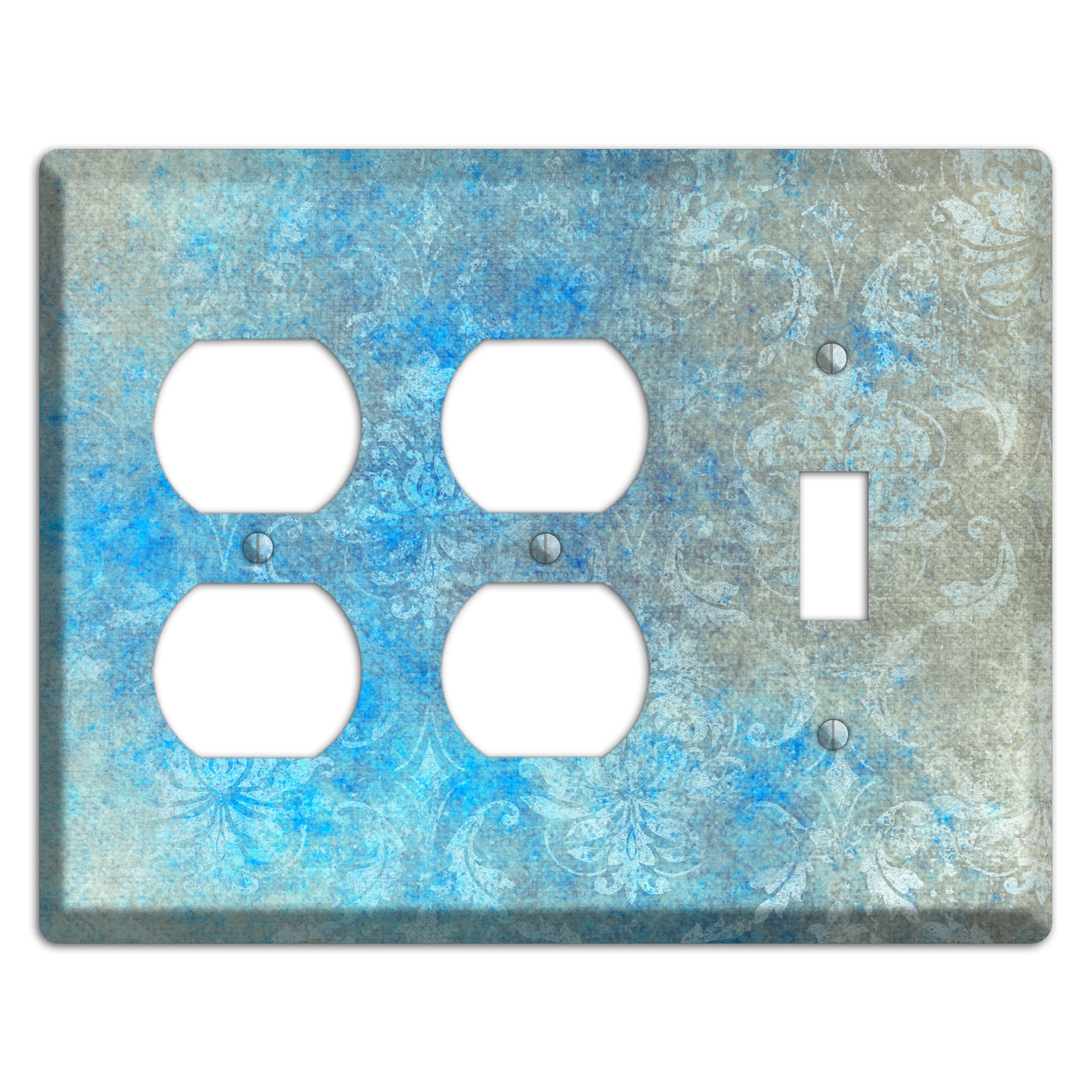 Picton Blue Whimsical Damask 2 Duplex / Toggle Wallplate