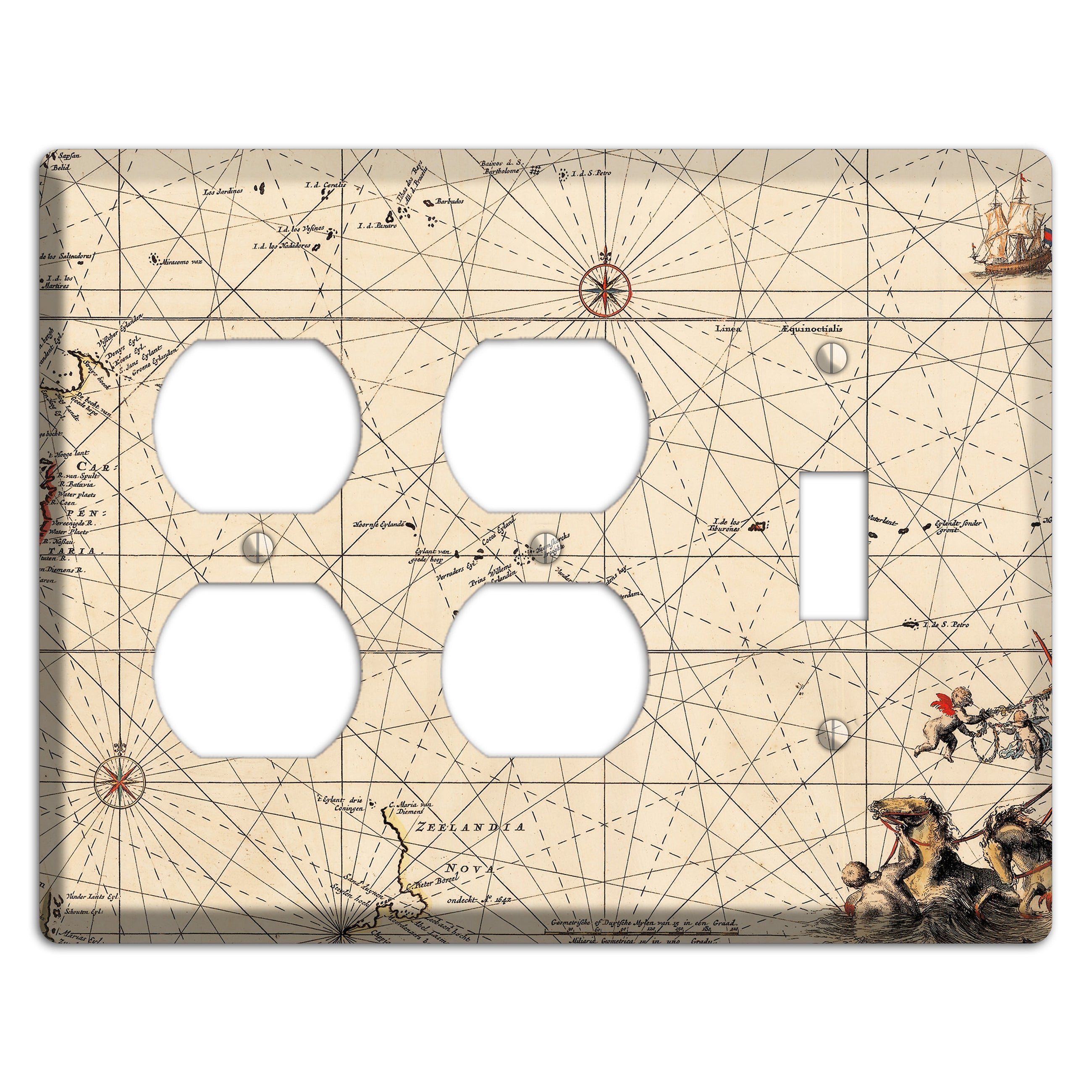 Map of New Zealand 2 Duplex / Toggle Wallplate