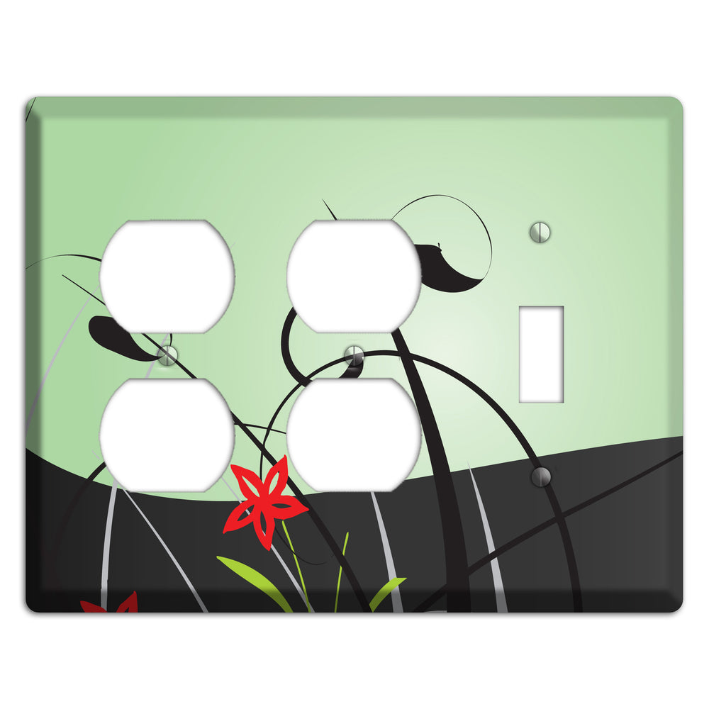 Mint Green Floral Sprig 2 Duplex / Toggle Wallplate