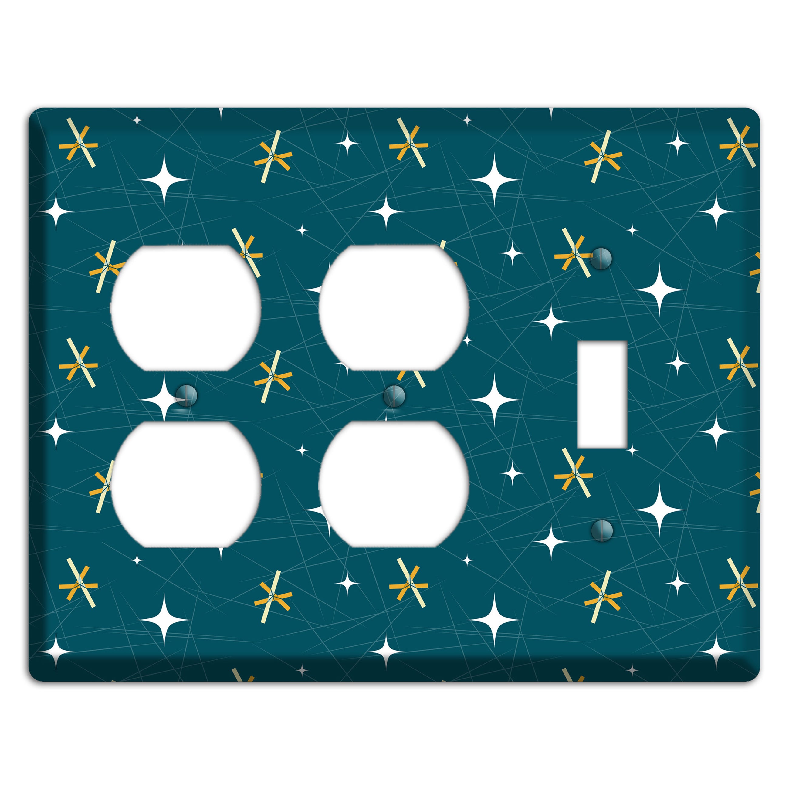 Navy Mid-Century Atomic 2 Duplex / Toggle Wallplate