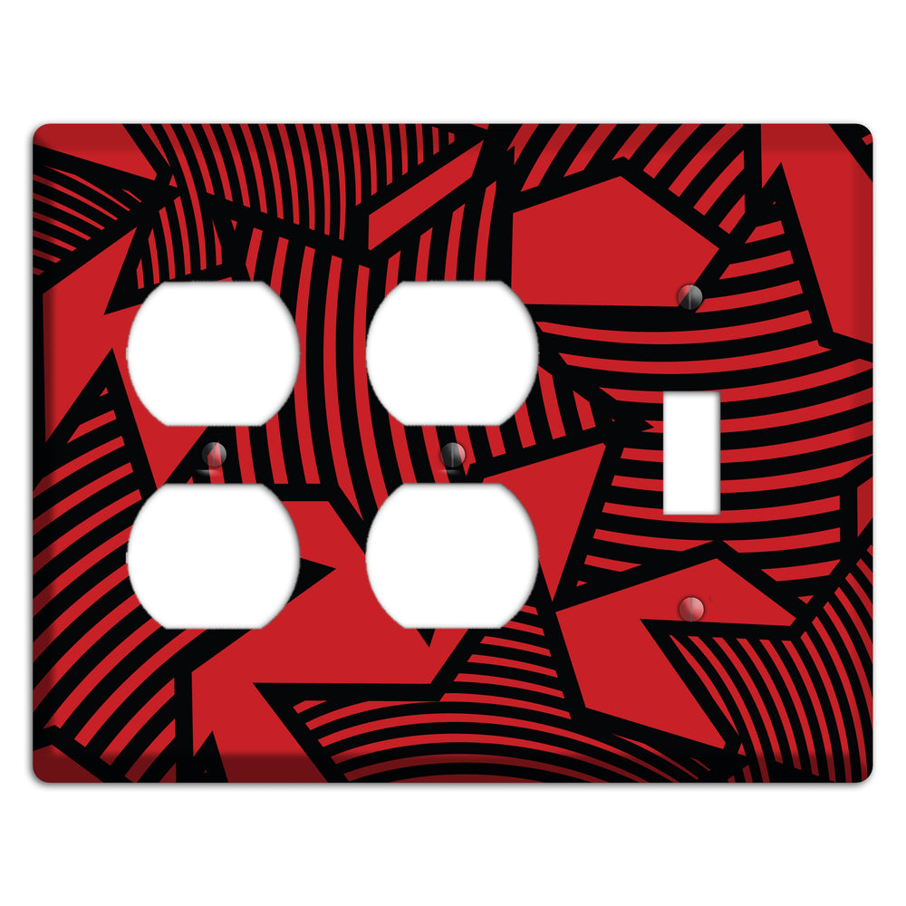 Red with Large Black Stars 2 Duplex / Toggle Wallplate