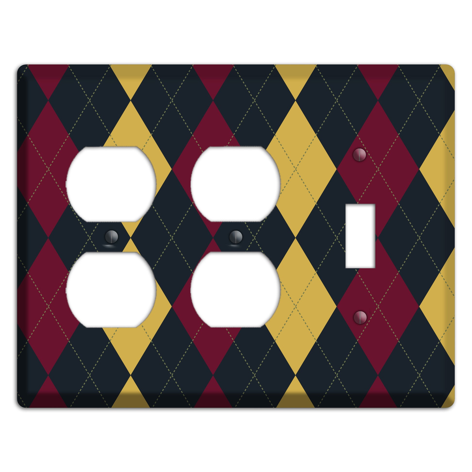 Deep Red and Yellow Argyle 2 Duplex / Toggle Wallplate