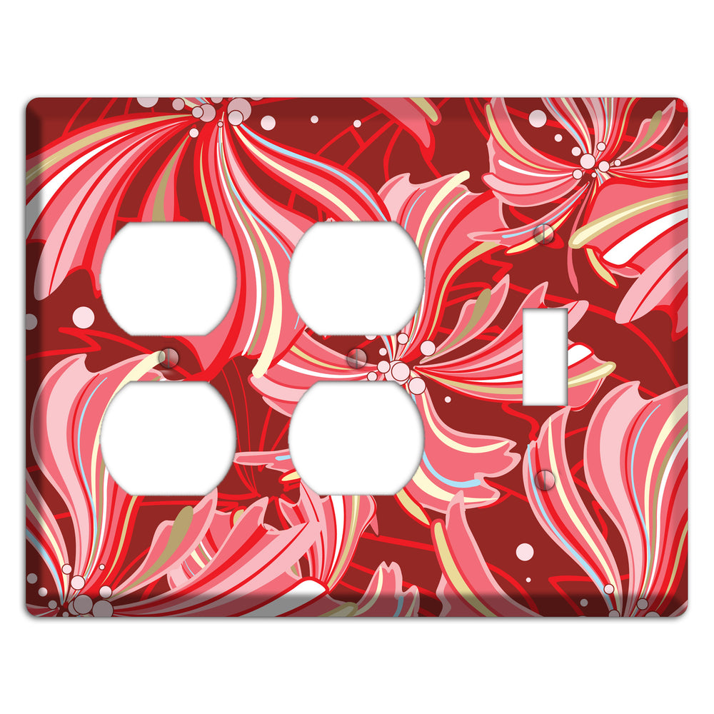 Red Deco Blossoms 2 Duplex / Toggle Wallplate
