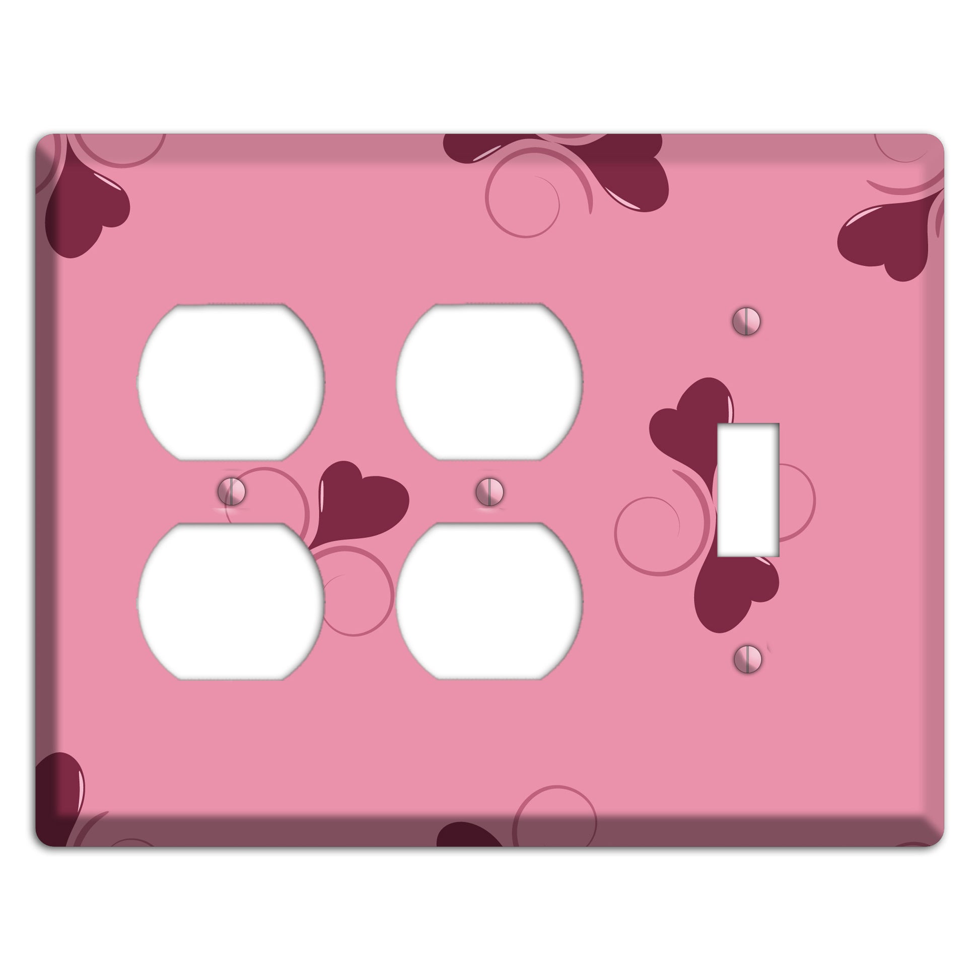 Pink with Hearts 2 Duplex / Toggle Wallplate