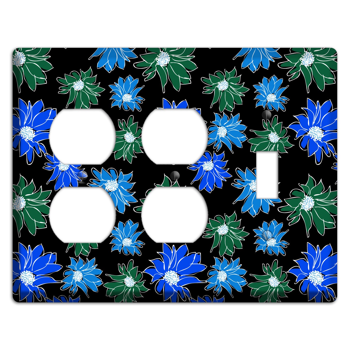 Blue and Green Flowers 2 Duplex / Toggle Wallplate