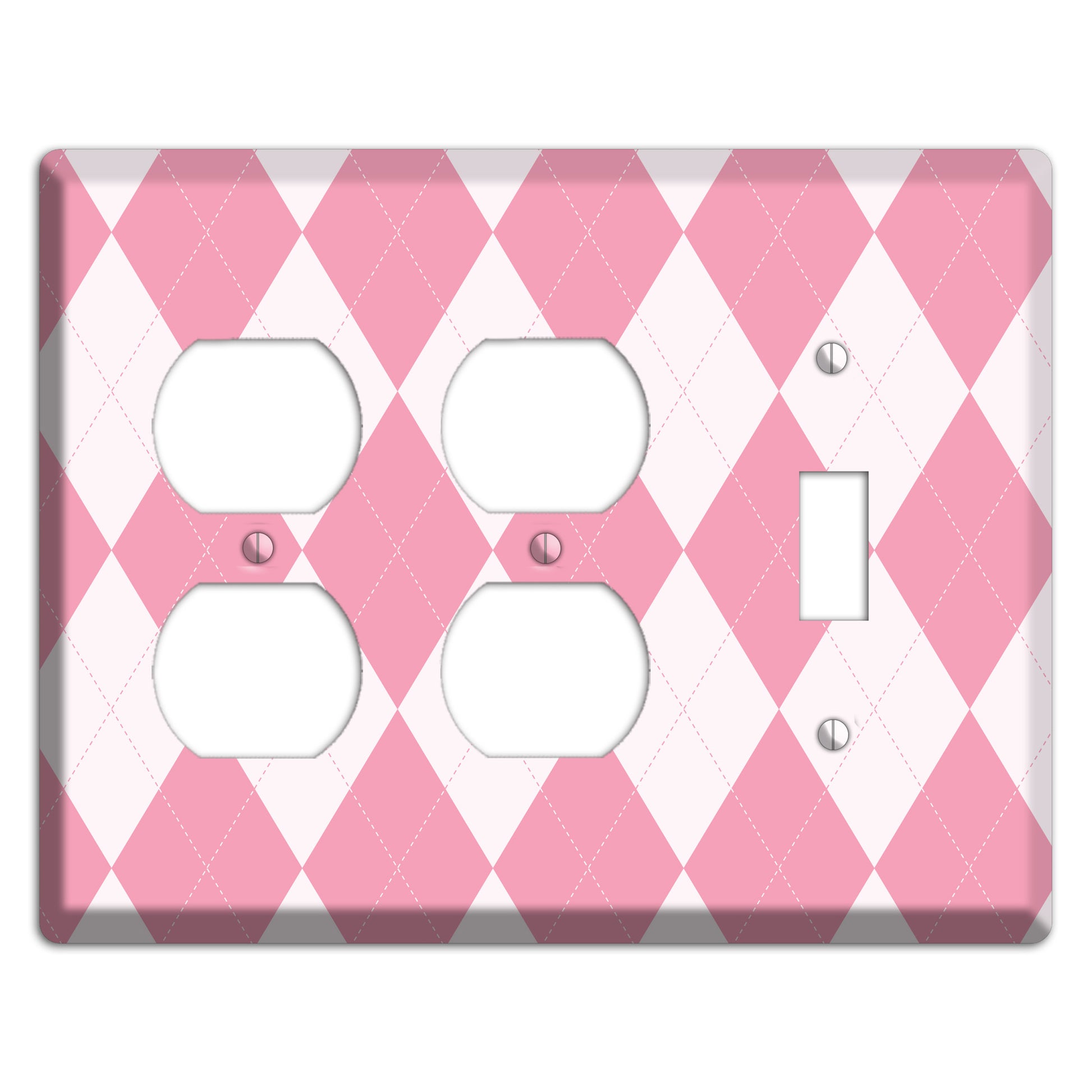 Pink Argyle 2 Duplex / Toggle Wallplate