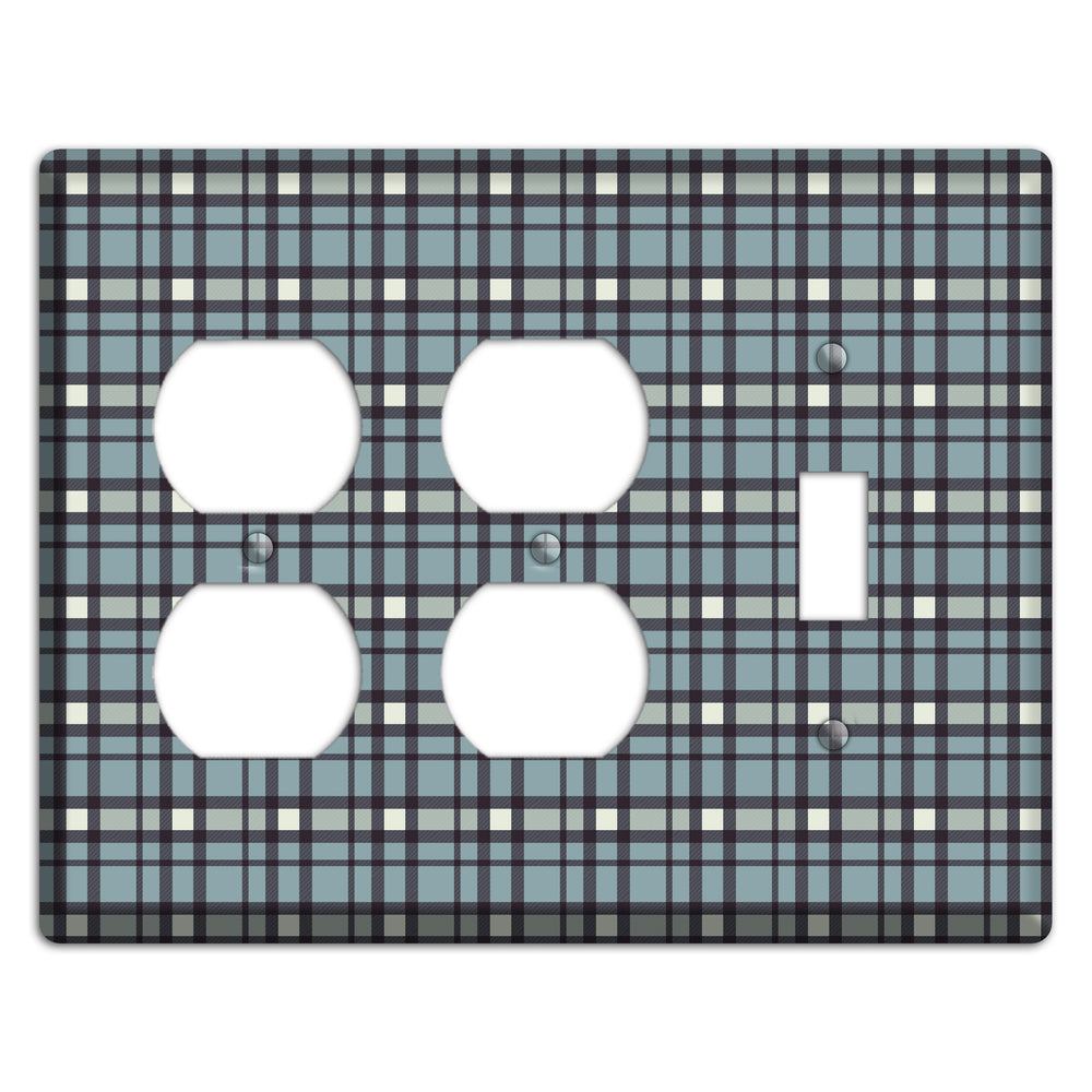 Dusty Blue Plaid 2 Duplex / Toggle Wallplate