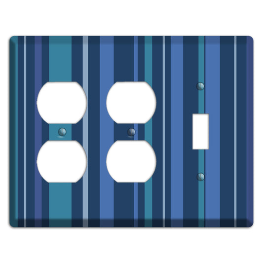 Multi Blue Vertical Stripes 2 Duplex / Toggle Wallplate